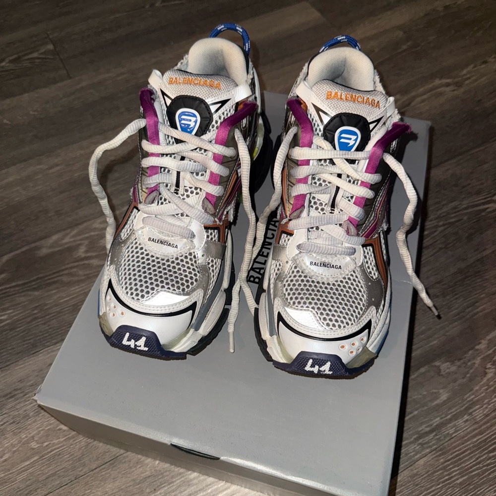 Balenciaga White and Purple Athletic Shoes